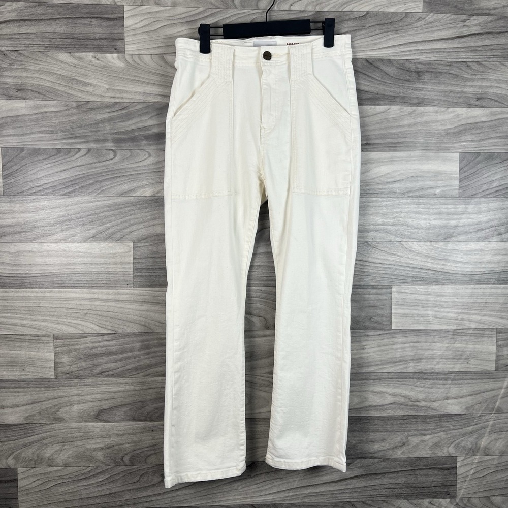 Lola Jeans Womens 29 Ivory Cream High Rise Straight Dana Ivry Beachy Festival‎